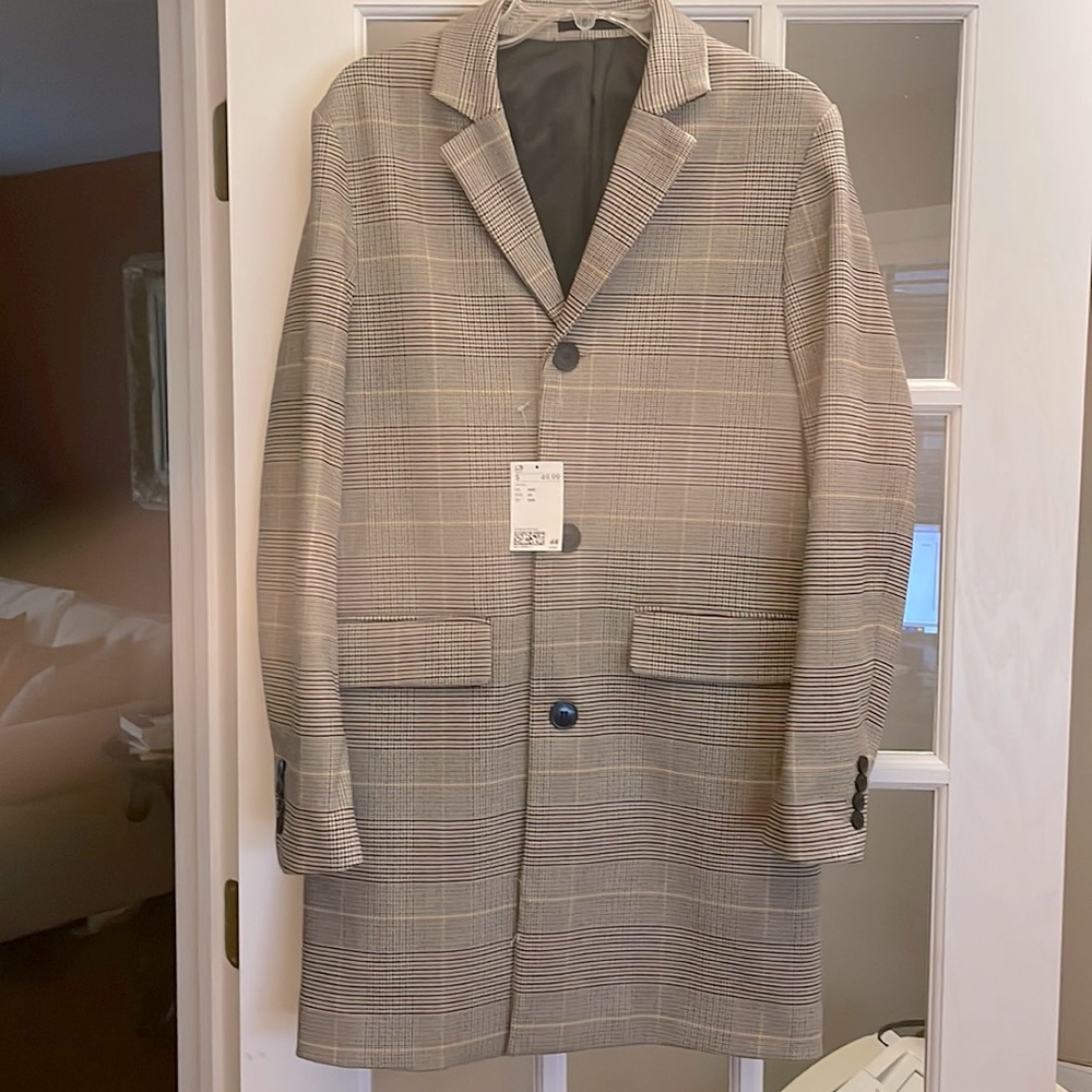NWT H&M Mens 36R Plaid coat